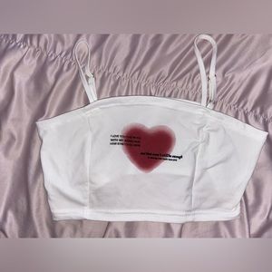 White super cropped top with heart